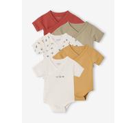 Pack of 5 newborn bodysuit tractor organic cotton tomato red
