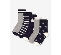 Pack of 5 pairs of boys' socks PETIT BATEAU marl grey