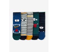 Pack of 5 Pairs of "Monster" Socks for Boys blue