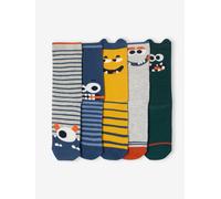 Pack of 5 Pairs of "Monster" Socks for Boys navy blue