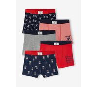Pack of 5 Pairs of Stretch "Pirates" Boxer Shorts for Boys blue dark all over printed