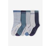 Pack of 5 Pairs of Striped Socks for Boys, BASICS marl grey