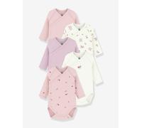Pack of 5 Petit Bateau baby wrap bodysuits white