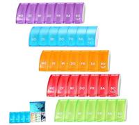 Pack of 5 Pill Box 7 Days, Small Pill Box Compartments, Reusable Pill Box, Mini Organiser Rainbow, Pill Divider Week for On the Go Storage (5)