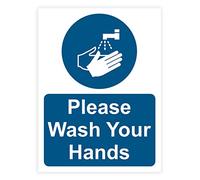 Pack of 5 Please Wash Your Hands Sign Safety Signs (150 x 200 mm) Waterproof Wash Your Hands Sign for Schools & Public Restrooms