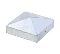 Pack of 5 Post Caps for Fence Posts Pyramid Shaped - Galvanized Steel Powder Coated Post Caps for 3x3" and 4x4" Posts (5, Galvanized, 3" x 3")