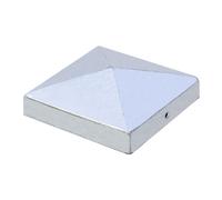 Pack of 5 Post Caps for Fence Posts Pyramid Shaped - Galvanized Steel Powder Coated Post Caps for 3x3" and 4x4" Posts (5, Galvanized, 4" x 4")