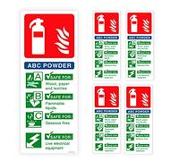 Pack of 5 Powder Fire Extinguisher Sign Self Adhesive Waterproof Vinyl Fire Signage 200mm x 80mm V1145
