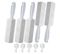 Pack of 5 Pumice Stone Toilet Cleaner, Pumice Stone Toilet with Handle and 5 Hooks, Cleaning Stone for Effective Cleaning Stains, Cleaning Stones for Bathrooms, Toilets, Swimming Pools Deep Stains