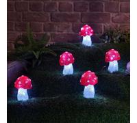 Pack of 5 Red Acrylic Mushrooms Battery Powered Garden Lights Marco Paul Red One Size