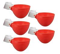 Pack of 5 - Red Automatic Chicken Water Cups Anti-Leak Water Dispenser Cup for Pigeons Quail Hen Duck Turkeys Geese