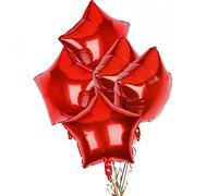 Pack of 5 Red Star Balloons, 18 Inches Star Shape Foil Balloons, Star Balloons Helium for Valentines Engagement Bridal Shower Graduation Baby Shower Wedding Anniversary Birthday Party Decorations