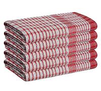 Pack of 5 - Red/White 100% Cotton Wonderdry Tea Towels 50x70cm