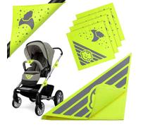 Pack of 5 Reflectors Pushchair Universal Reflectors for Pushchairs with Fastening for Buggy Backpack Bicycle Trailer Wheelchairs Cute Baby Clouds Moon Stars Motif Neon Yellow