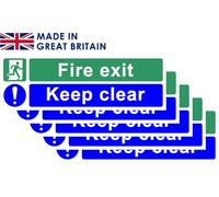 Pack of 5 self adhesive vinyl Fire exit keep clear signs