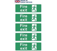 Pack of 5 self adhesive vinyl Fire exit signs (no arrow) - 315mm x 105mm