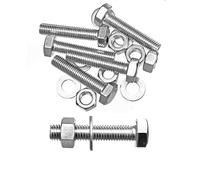 Pack of 5 Sets M10X50mm (13”/32x2”) Screws, Nuts & Washers - Steel Round Head Design - High-Grade for Home Commercial and Industrial Use