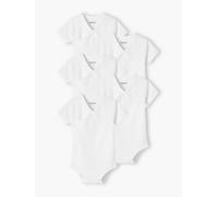 Pack of 5 Short Sleeve Bodysuits for Newborn Babies white light two color/multicol