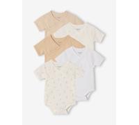 Pack of 5 short-sleeved rabbit bodysuit for babies marl grey