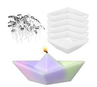 Pack of 5 Silicone Boat Moulds, 3D Origami Boat Silicone Moulds, Candle Moulds with Candle Wick, Soap Mould, Silicone Moulds, Paper Boat Candle Mould, DIY Silicone Mould for Craft Candles