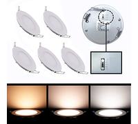 Pack of 5 SL Lighting CCT 3 in 1 White Colour SWITCHABLE LED Round Circular Downlight Recessed Ceiling Panel Lights IP54 (6W Cutout: 100mm, 600 Lumen - 3K/4K/ 6K