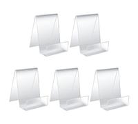 Pack of 5 Slanting Bookends - Acrylic Table Stands for Displaying Photos, Books, Music, Crafts