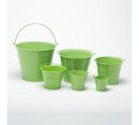 Pack of 5 Soft Lime/Apple Green 10cm (4") High Metal Buckets - Pots - Planters for Sweet Tree Kits, Plants, Favours, Storage (G9035)