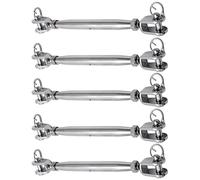 Pack of 5 Stainless Steel Jaw and Jaw Turnbuckles Heavy Duty Adjustable Tensioning Tool for Rope Cables Marine Rigging Turnbuckle for Stage Lighting and Tent Rope
