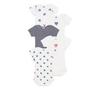Pack of 5 Striped Heart Organic Cotton Bodies Ecru 3 months