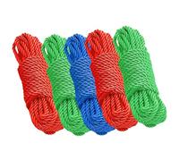 Pack of 5 Strong Poly Rope, 10m, Pully Line, Rot-Proof, Polypropylene, Waterproof Multicolours
