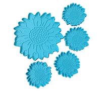 Pack of 5 Sunflower Bowl Epoxy Resin Mould Serving Plate Casting Silicone Mould DIY Craft Cup Mat Making Tools with GHBOTTOM
