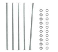 Pack of 5 Threaded Rods M10 Galvanised, 300 mm Threaded Rod, Threaded Rod with Metric Full Thread with 10 M10 Nuts and 10 Washers, Threaded Rod for Machines and Furniture Making