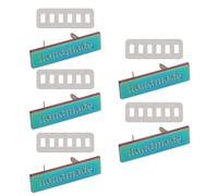 Pack of 5 Trimming Shop Handmade Metal Labels, Engraved Crochet Tags, Rectangle Alloy Handmade Craft Tags, DIY Sewing Labels for Bags, Clothing, Leathercraft, Jewellery and Gifts, Rainbow