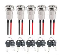 Pack of 5 Upstream 12 mm Key Switch On/Off Metal Locking for Go-Karts Gas Scooter Electric Scooter Silver