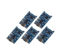 Pack of 5 USB Charging Board for Lithium-Ion Batteries, 1A Charging Module with Protection Function and LED Display, 4.2 V Full Voltage, Input USB 5 V, Green, Compact 25 x 19 x 5 mm for DIY