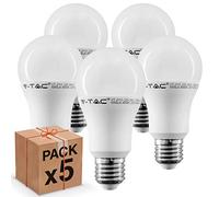 Pack of 5 V-TAC E27 LED Light Bulbs, 11 W (1055 Lumens Equivalent to 75 W), Shape: Bulb, Warm, Natural or Cool White (Natural White)