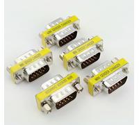 Pack of 5, VGA SVGA Gender Changer, 15-Pin Male to Male Adapter Coupler Connector, Silver/Yellow