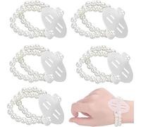 Pack of 5 Wedding Pearl Wrist Bands, Elastic Pearl Wedding Wrist Corsages, Pearl Corsage Bracelet, DIY Wedding Bracelets Corsages, Wrist Corsage Bands Accessories for Wedding Party