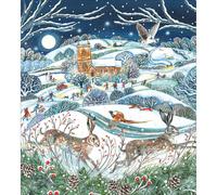 Charity Christmas Cards - Supporting Age UK, British Heart Foundation, Marie Curie and Mind - Pack of 5 - Snowy Countryside Church and Wildlife - Made in the UK - Eco-Friendly