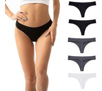 Pack of 5 Womens Lace Thongs Clearance Seamless Low-Waist Comfortable Butt Lifting Panties Ladies Sexy Lingerie Briefs Traceless G String Thongs Tummy Control Knickers Underpants XS-XL Today's Deals
