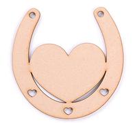 Pack of 5 Wooden Horseshoe with Heart Flat Shapes - Size 100mm x 100mm - Wood Shapes for DIY Arts and Crafts Scrapbooking Supplies Laser Cut to Shape 100% Recyclable