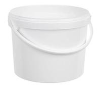 Pack of 5 x 10 Litre White Round Plastic Bucket with Lid & Plastic Handle