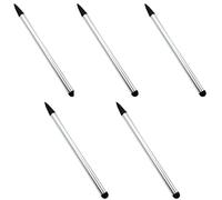 Pack of 5 x 2 in 1 Stylus Pen for Touch Screens and GPS/PDA's [Silver]