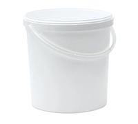 Pack of 5 x 20 Litre White Round Plastic Bucket with Lid & Plastic Handle