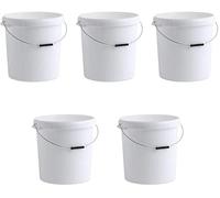 Pack of 5 x 30 Litre White Round Bucket with Lid & Metal Handle
