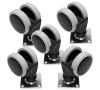 Pack of 5 x Rubber Swivel Furniture Castors Wheels - 50 mm Universal Casters Wheels - Non-Marking, Silent, Perfect for Office Chairs, Desks, Cabinets, Workbenches, Shelving, Hardwood & Laminate Floors