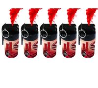 Pack of 5 XXL 1 Minute Smoke Grenades - Colour Red - Trigger with Pin - Duration 60 Seconds - Colour Fumigene to Hold in Hand - F1 Category - zenda club (Red)