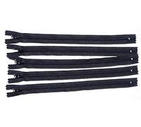 Pack of 5 YKK Nylon Black Closed end Zip 8,9,10,11,12,15,20. Size 3. (12 inch)