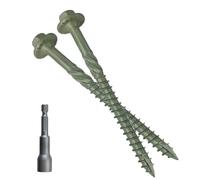 [Pack of 50] #14 x 4 Wood Structural Screws, Green Coated Heavy Duty Hex Head Timber/Log/Landscaping Wood Screws, Rust Resistant, Hex Socket Included