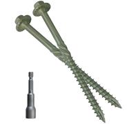 [Pack of 50] #14 x 6 Wood Structural Screws, Green Coated Heavy Duty Hex Head Timber/Log/Landscaping Wood Screws, Rust Resistant, Hex Socket Included